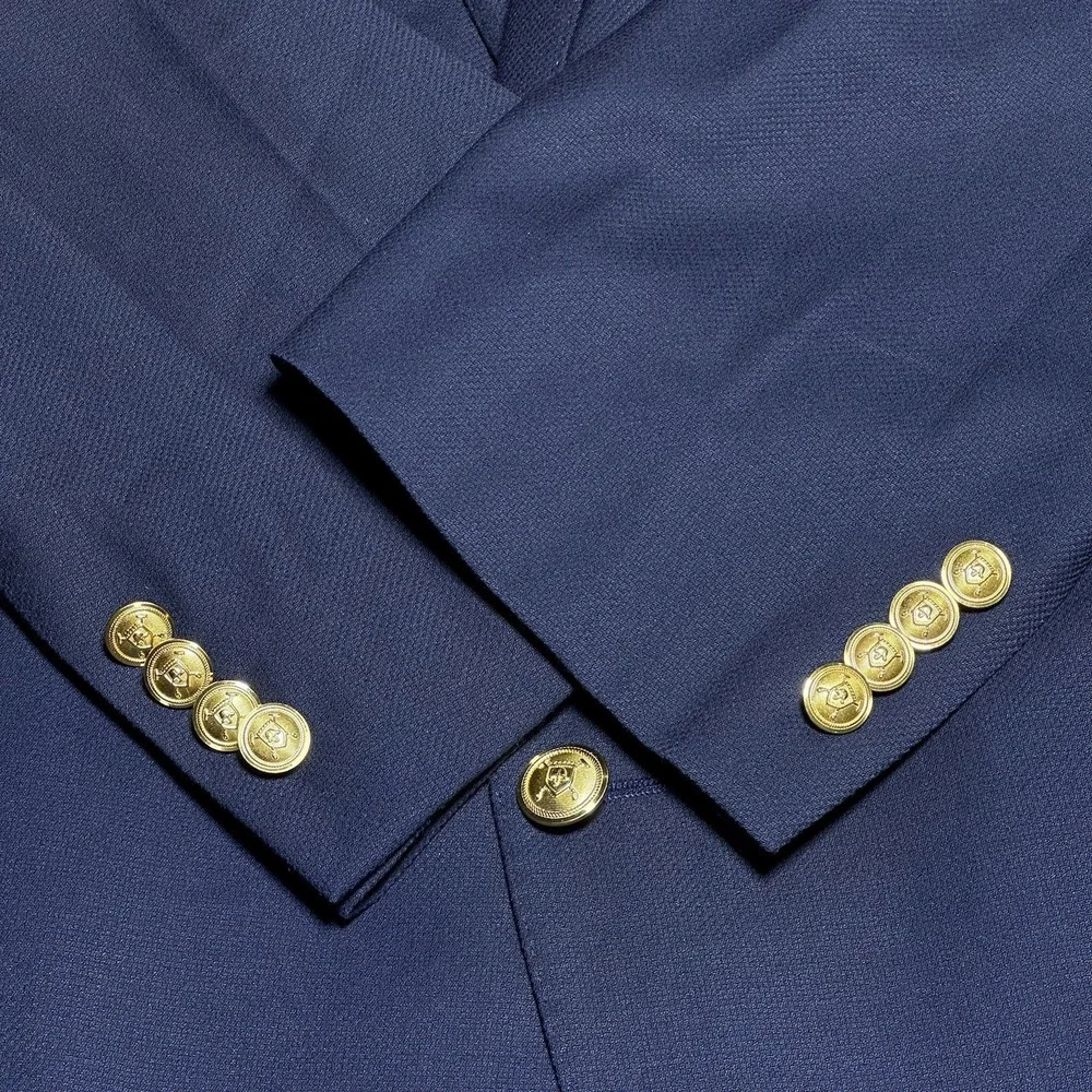 Lauren Ralph‎ Lauren Coolmax Blazer 46R Navy Wool Blend Gold Button Sport Coat